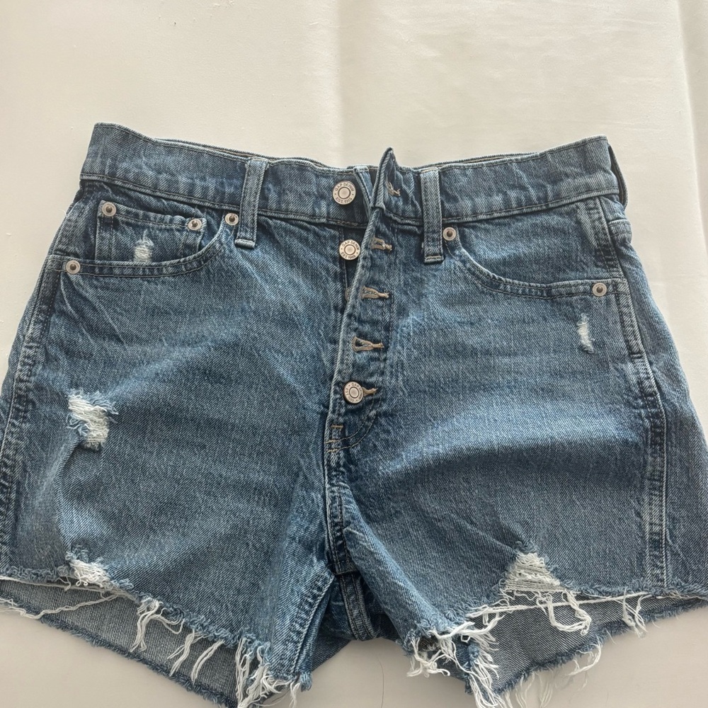 GAP Women's Blue Distressed Jean Shorts